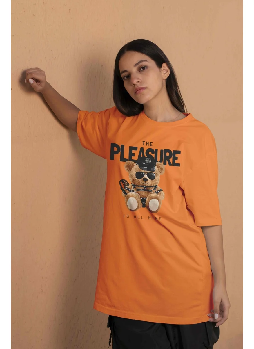دوغ فش Printed Orange Oversize Unisex Tshirt