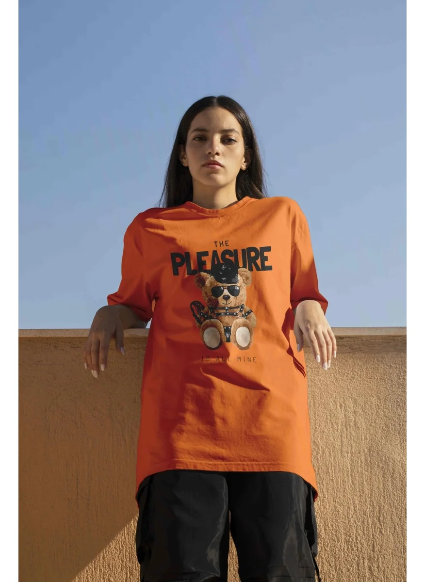 دوغ فش Printed Orange Oversize Unisex Tshirt