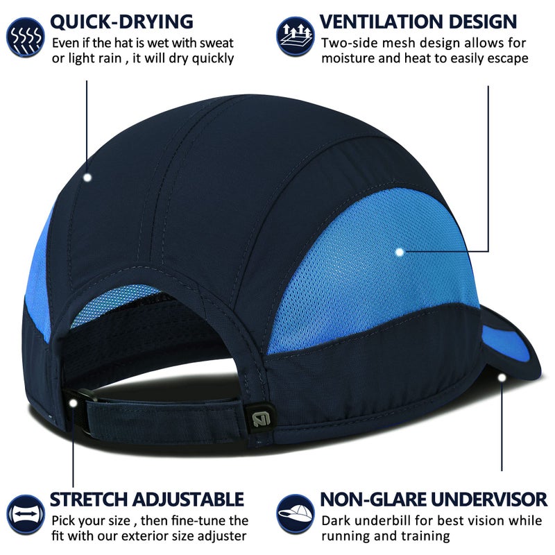 GADIEMKENSD Cooling Running Hat Quick Dry Summer Baseball Cap UPF50+ Sports Sun Caps Breathable Mesh Trucker Dad Hats Unstructured for Golf Tennis Hiking Gym Travel Camping Navy L - Image 3