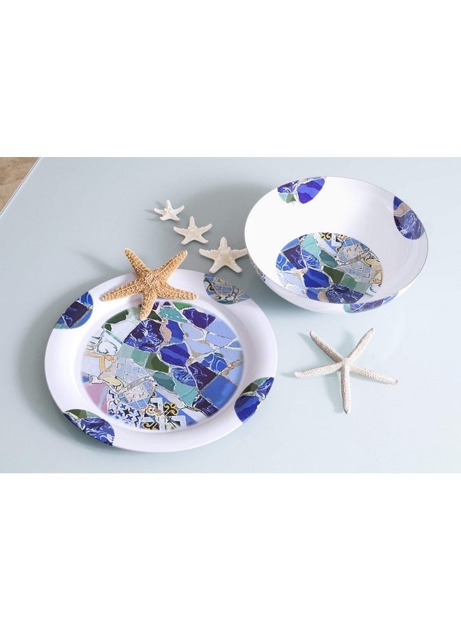 Lipper International - Lipper International Seascape Enamel & Stainless Steel Platter 14”, Multi color - Image 1