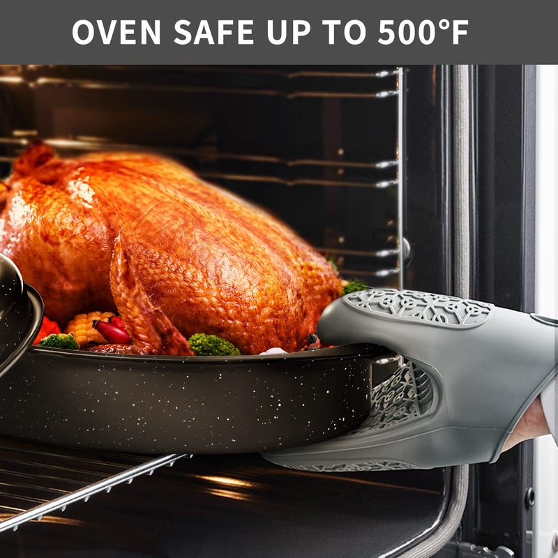 Kendane 13â€ Enameled Oval Roasting Pan with Domed Lid - For 7lb Turkey, Chicken, Lamb, Vegetables - Image 3