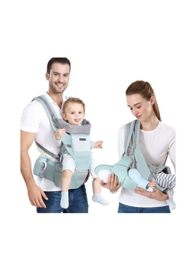 Beauenty Multifunction Baby Strap Waist Stool Hip Seat Baby Carrier, Suitable For 0-36 Months Baby,6 in 1 Carrying Mode,Adjustable Size, Very Suitable For Hiking Shopping Trip,Green - Image 1