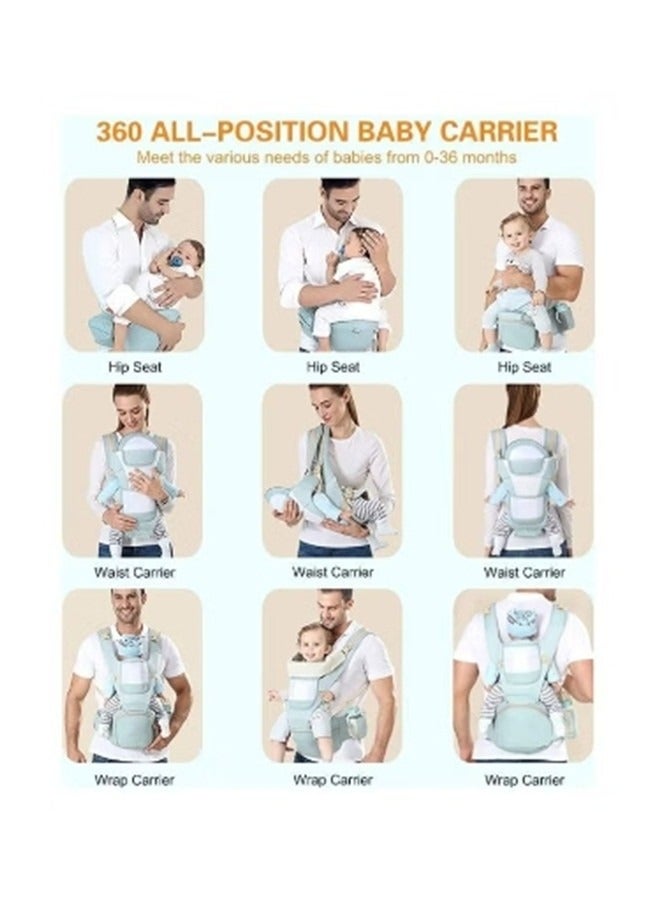 Beauenty Multifunction Baby Strap Waist Stool Hip Seat Baby Carrier, Suitable For 0-36 Months Baby,6 in 1 Carrying Mode,Adjustable Size, Very Suitable For Hiking Shopping Trip,Green - Image 2