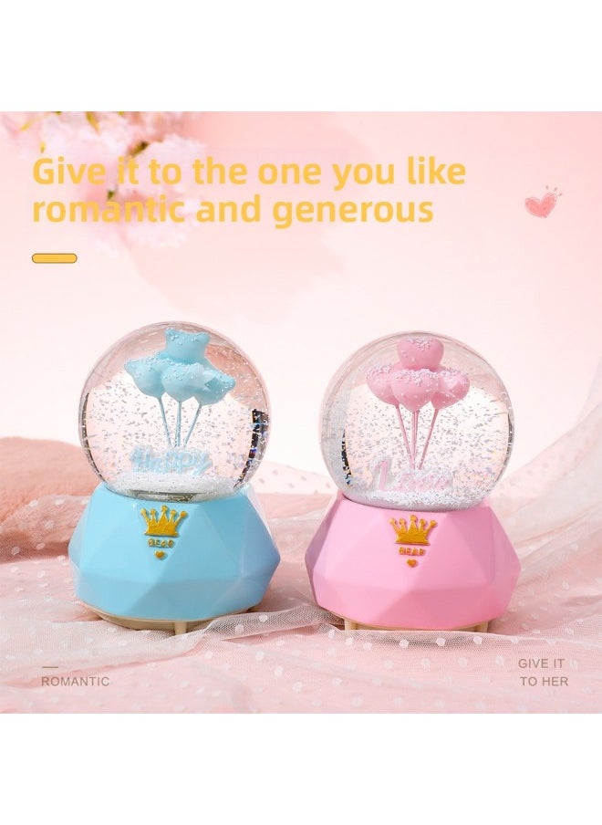 Creative Confession Balloon Crystal Ball Music Box Music Box Music Loop Automatic Snow Glow Simple Style-Color:Large Confession Ball Red Balloon
