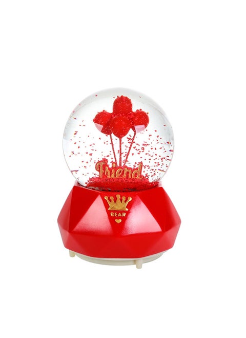 Creative Confession Balloon Crystal Ball Music Box Music Box Music Loop Automatic Snow Glow Simple Style-Color:Large Confession Ball Red Balloon