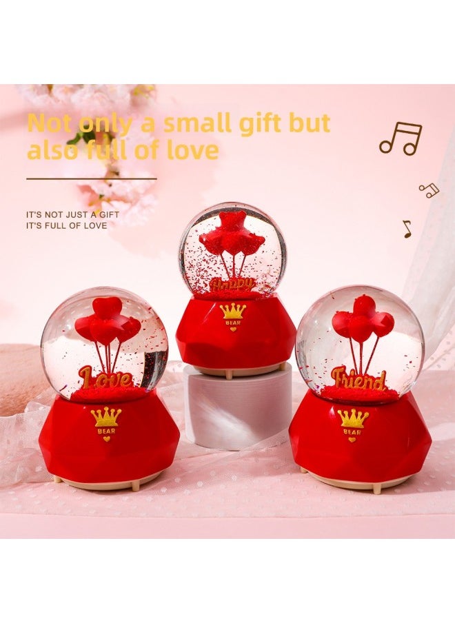 Creative Confession Balloon Crystal Ball Music Box Music Box Music Loop Automatic Snow Glow Simple Style-Color:Large Confession Ball Red Balloon