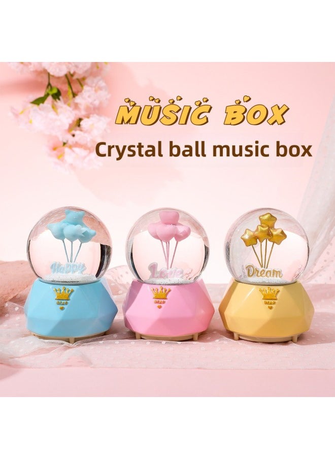 Creative Confession Balloon Crystal Ball Music Box Music Box Music Loop Automatic Snow Glow Simple Style-Color:Large Confession Ball Red Balloon
