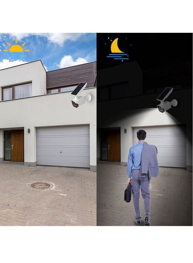 Rubik Dummy CCTV Camera With Motion Sensor Solar Light Red Flashing Warning, Indoor Outdoor Waterproof For Fake Surveillance Suitable for Home Porch Corridor Streets Garden Office Warehouse Business  - Image 3