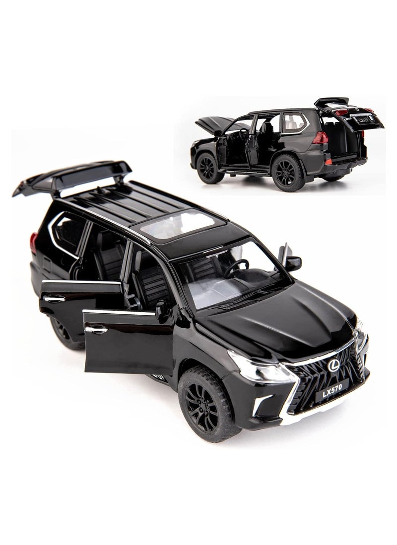 Folanry 1/32 Simulation Lexus LX570 Off-Road in Luxury SUV Model Car 16x7x6cm, Zinc Alloy Pull Back Toy car with Sound and Light (Black)  - Image 2