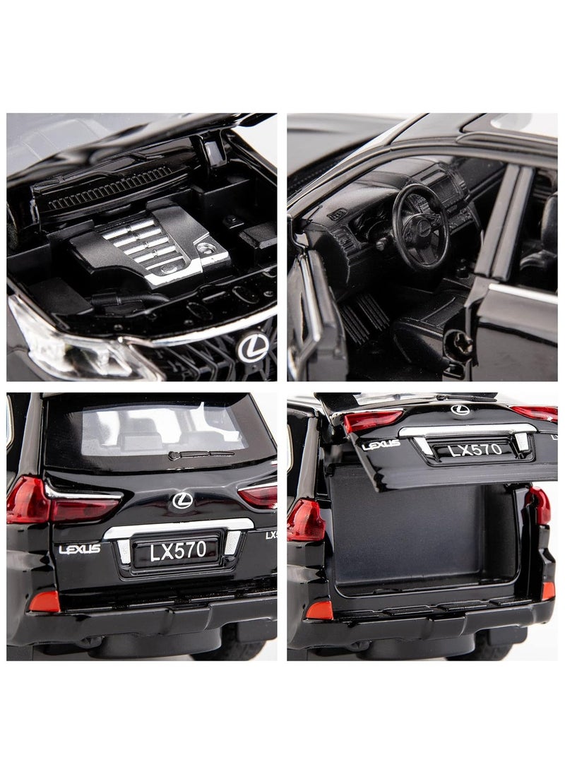 Folanry 1/32 Simulation Lexus LX570 Off-Road in Luxury SUV Model Car 16x7x6cm, Zinc Alloy Pull Back Toy car with Sound and Light (Black)  - Image 5