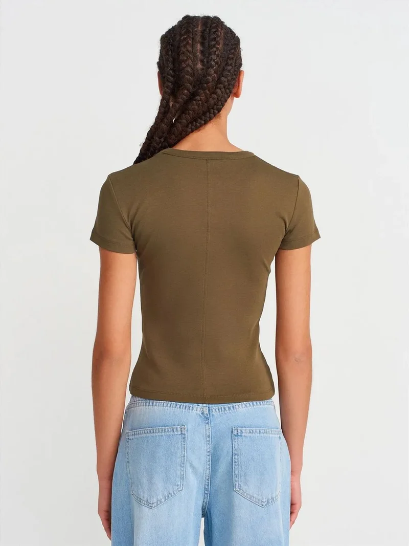 ديلفين Dilvin Slim Fit Cotton V-Neck T-Shirt