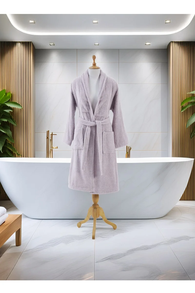 Donetella Unisex 100% Cotton Terry Bathrobe Small & Medium Size, 400 GSM, Luxurious & Absorbent, Ankle-Length with Shawl Collar & Pockets