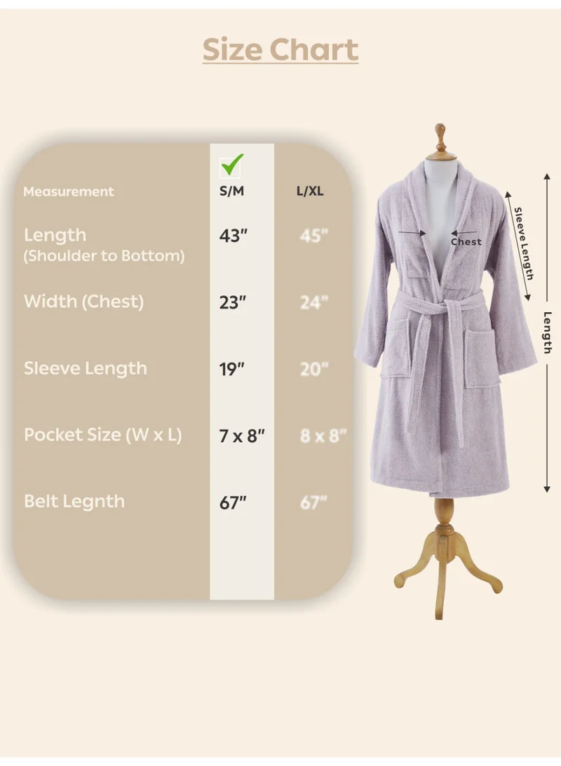 Donetella Unisex 100% Cotton Terry Bathrobe Small & Medium Size, 400 GSM, Luxurious & Absorbent, Ankle-Length with Shawl Collar & Pockets