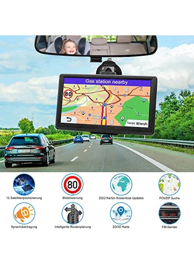 Generic Gps Navigation Device For Car 2022 Navigation For Car Truck Sat Nav 7 Inch Lifetime Free Map Update Navigation System With Poi Flash Warning Voice Guide Driving Lane Europe 52 Map - Image 2