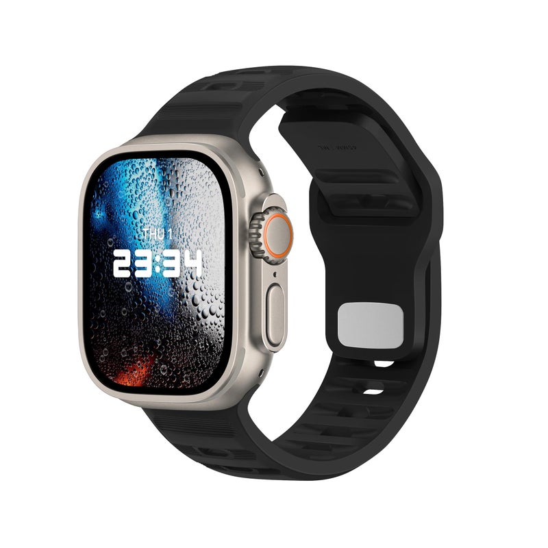 DONEGANI UC1 Band for Apple Watch Bands Women Men Se Ultra 2 40mm 44mm 46mm 42mm 45mm 41mm 38mm 49mm Series 10 9 8 7 6 5 4 3 iWatch Sport Strap Silicone Black - Image 1