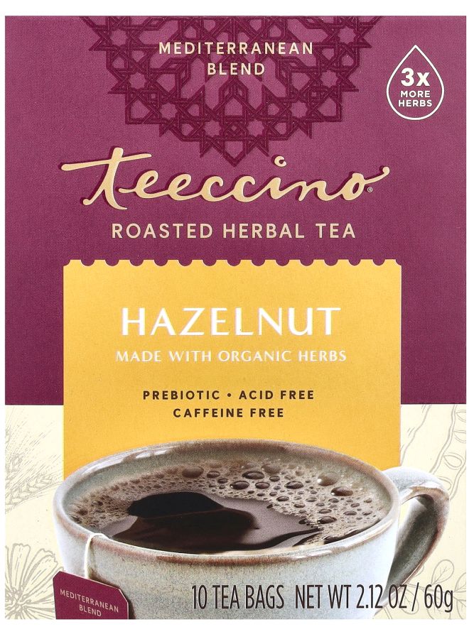 Roasted Herbal Tea Hazelnut Caffeine Free 10 Tea Bags 2.12 oz (60 g)