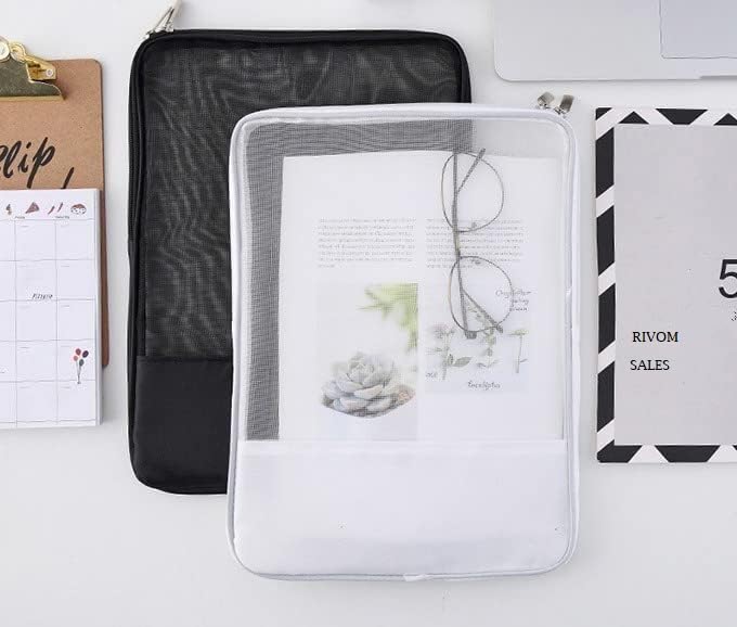 RIVOM A4 File Storage Bag File Folder Office File Storage Organizer Document Pouch Document Storage Bag Document Mesh Bag School Student Pencil Stationery Case Storage (Multi Color) - Image 1