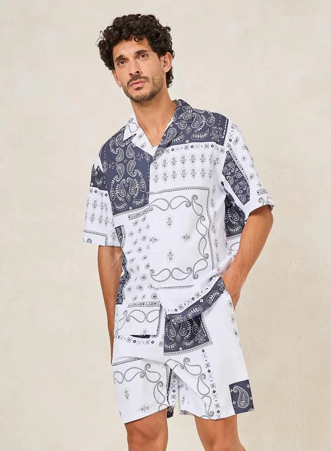 ستايلي Summer Bandana Paisley Print Shirt & Shorts Co-Ords