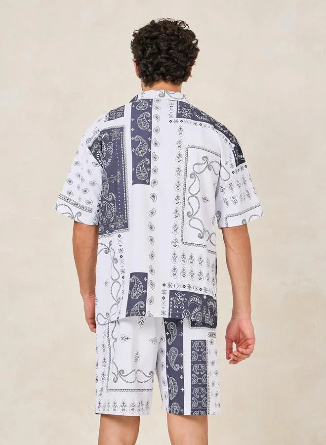 ستايلي Summer Bandana Paisley Print Shirt & Shorts Co-Ords