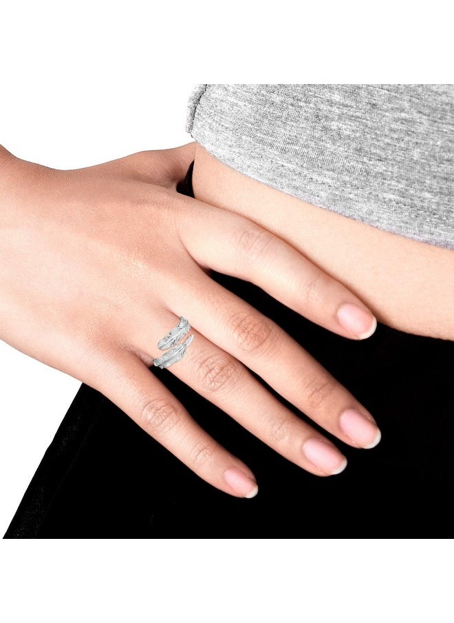 AeraVida Spiritual Embrace Feather Wrap .925 Sterling Silver Ring | Adorable Feather-Inspired Wedding Band For Women | Elegant Sterling Silver Wedding Jewelry  - Image 5
