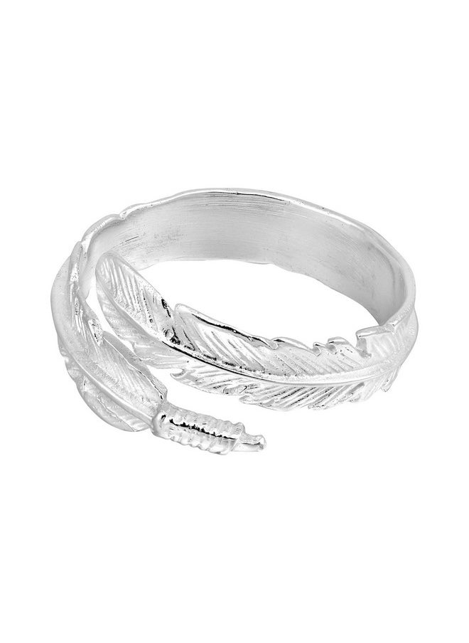 AeraVida Spiritual Embrace Feather Wrap .925 Sterling Silver Ring | Adorable Feather-Inspired Wedding Band For Women | Elegant Sterling Silver Wedding Jewelry  - Image 2