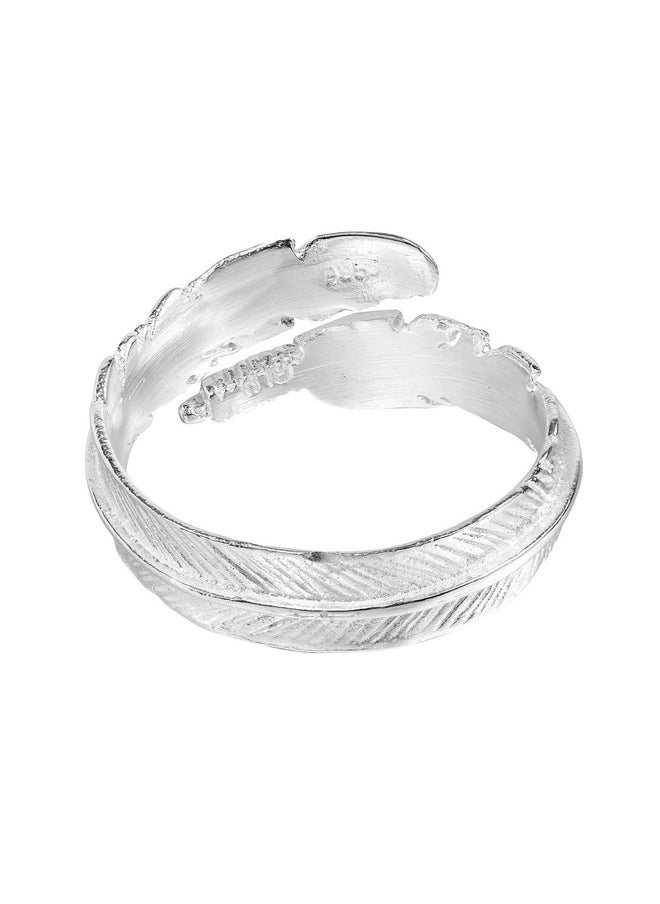 AeraVida Spiritual Embrace Feather Wrap .925 Sterling Silver Ring | Adorable Feather-Inspired Wedding Band For Women | Elegant Sterling Silver Wedding Jewelry  - Image 3