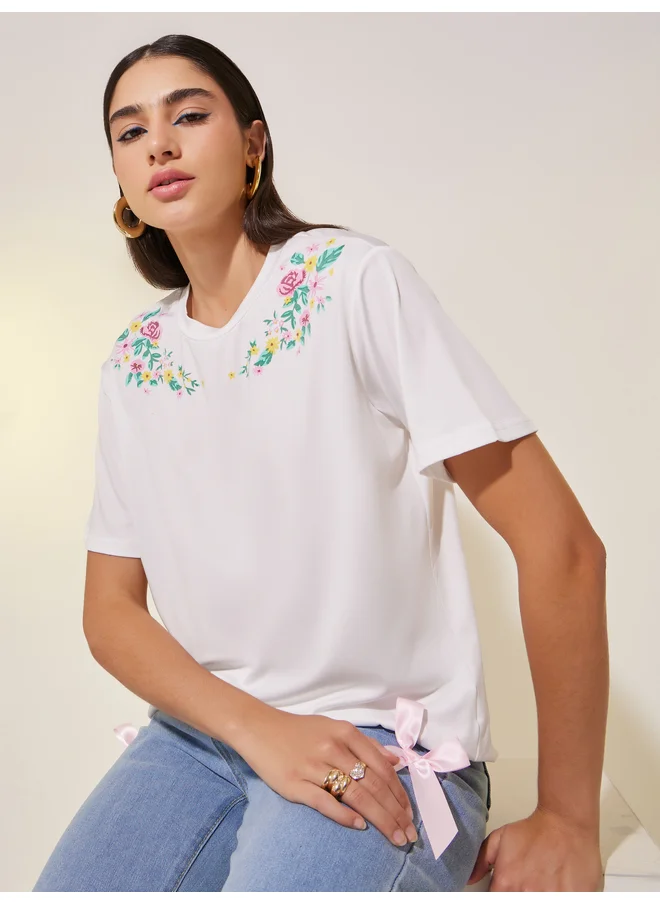 Take Two Take Two Round Neck Floral Graphic T-Shirt
