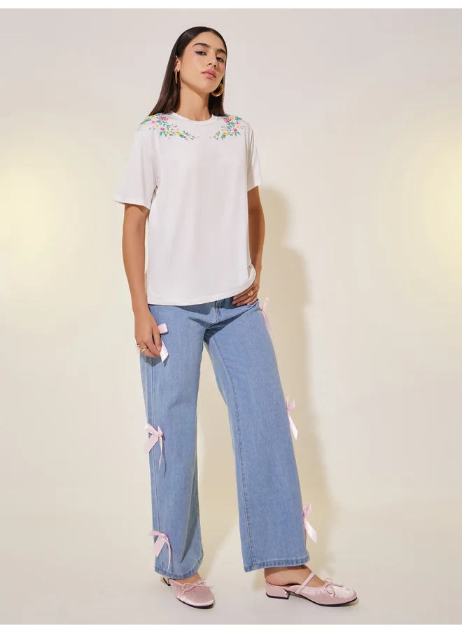 Take Two Take Two Round Neck Floral Graphic T-Shirt