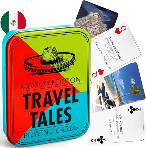 All7s Travel Tales Playing Cards Mexico Edition Learn Spanish Phrases While You Play Standard 52Card Deck with Travel Photography Gift for Travelers Language Lovers - Image 1