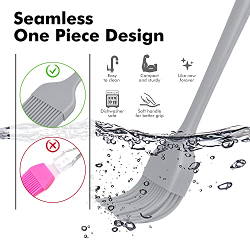 HOTEC Basting Brushes Silicone Heat Resistant Pastry Brushes Spread Oil Butter Sauce Marinades for BBQ Grill Barbecue Baking Kitchen Cooking BPA Free Dishwasher Safe (Grey 2) - Image 4
