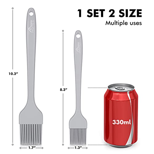 HOTEC Basting Brushes Silicone Heat Resistant Pastry Brushes Spread Oil Butter Sauce Marinades for BBQ Grill Barbecue Baking Kitchen Cooking BPA Free Dishwasher Safe (Grey 2) - Image 2
