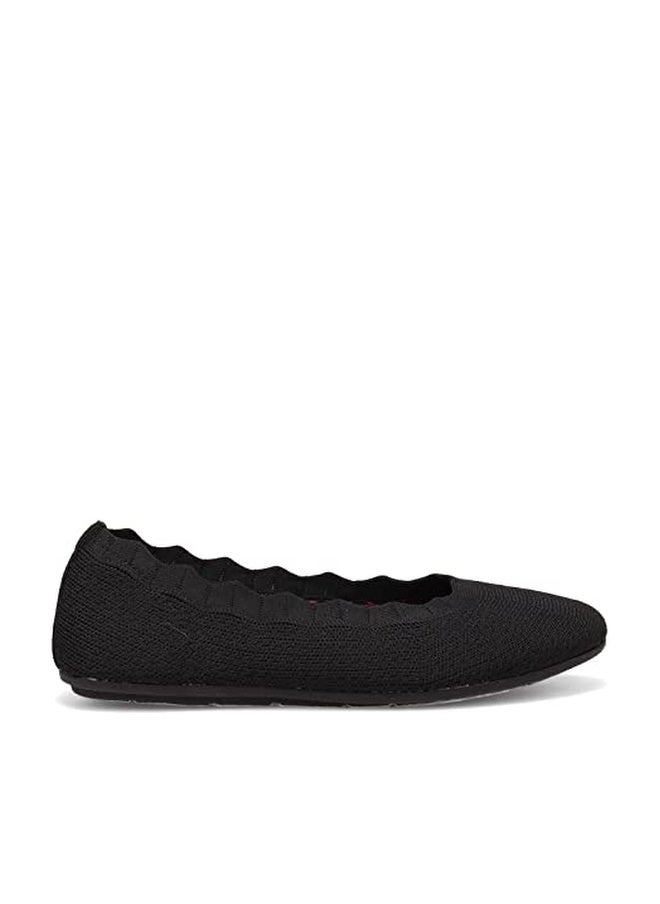 Skechers Women's Cleo 2.0 - Love Spell Scalloped Knit Skimmer Flats with Air-Cooled Memory Foam, Black, 6 - Image 1