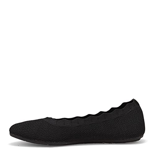 Skechers Women's Cleo 2.0 - Love Spell Scalloped Knit Skimmer Flats with Air-Cooled Memory Foam, Black, 6 - Image 5