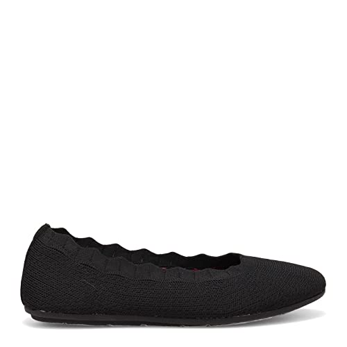 Skechers Women's Cleo 2.0 - Love Spell Scalloped Knit Skimmer Flats with Air-Cooled Memory Foam, Black, 6 - Image 3