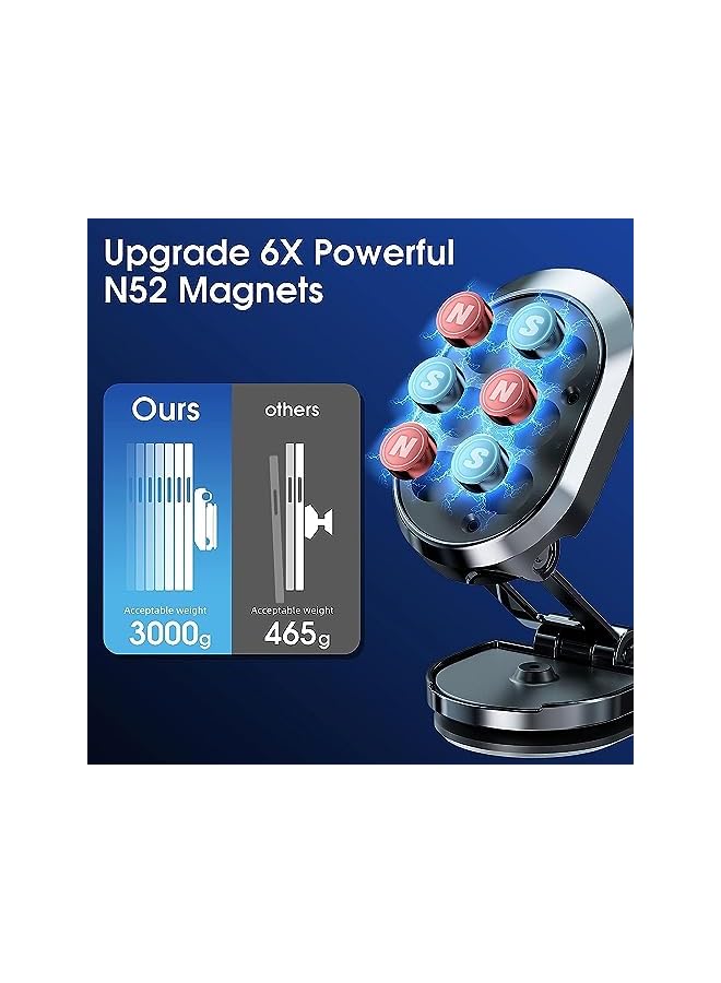 S-TOP Magnetic Phone Holder for Car, Alloy Folding Magnetic Car Phone Holder Car Magnetic Phone Mount 360° Rotation Magnetic Cell Phone Holder Dashboard Car Mount Fit for All Phone - Image 2