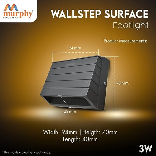 Murphy 3W Wall Step Surface Light Outdoor and Indoor Led Foot Light with Aluminium Ip65 Grade Waterproof Body : Warm White, Pack of 6 - Image 4
