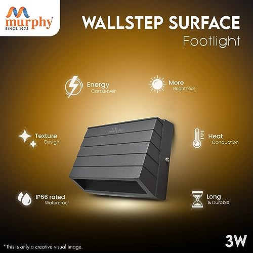 Murphy 3W Wall Step Surface Light Outdoor and Indoor Led Foot Light with Aluminium Ip65 Grade Waterproof Body : Warm White, Pack of 6 - Image 3