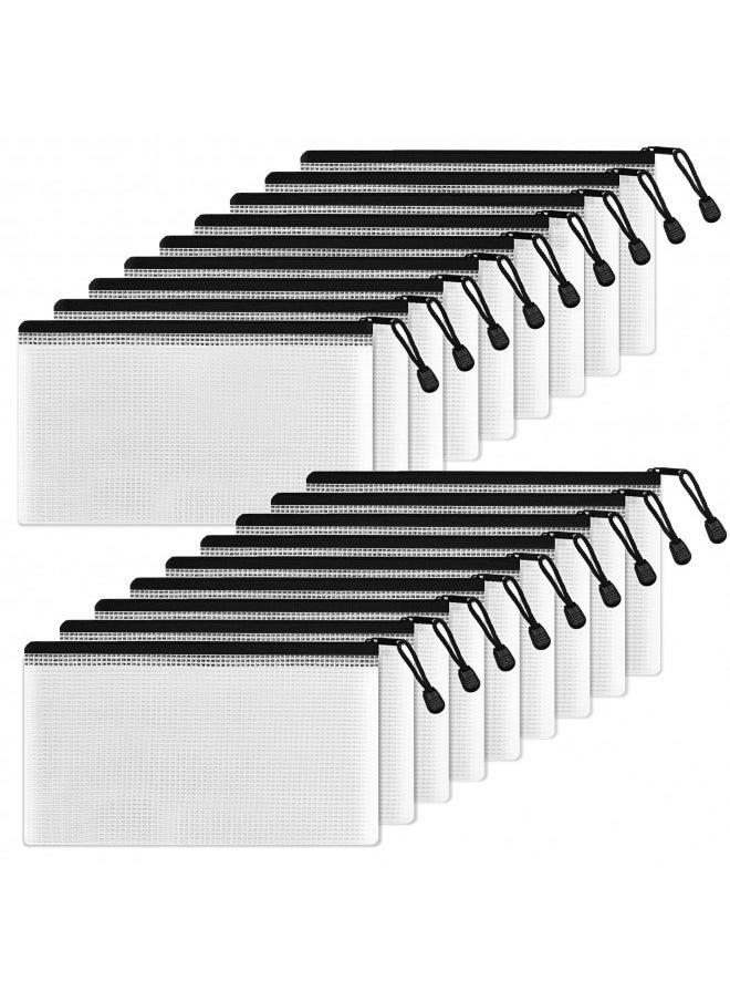 SUNEE Plastic Pencil Pouch 4x9 in (Black, 18 Packs), Small Storage Bags, Plastic Zip File Bags, for School Office Travel Storage  - Image 1