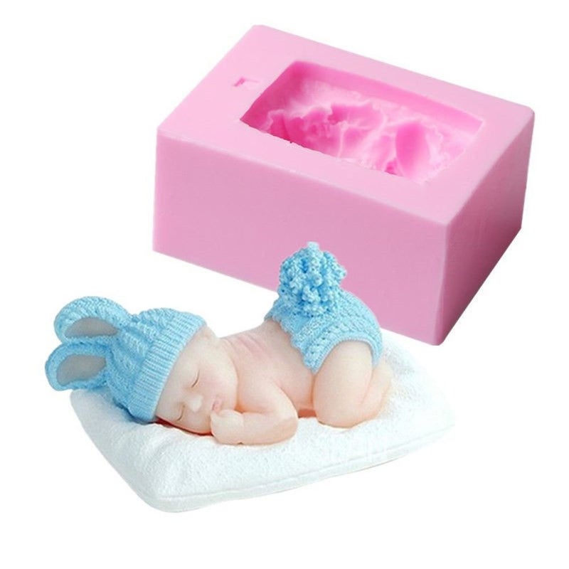 Tvoip 1Pcs New 3D Baby Silicone Mold Baby Dressed Bunny Chocolate Fondant Cake Decorating Tools