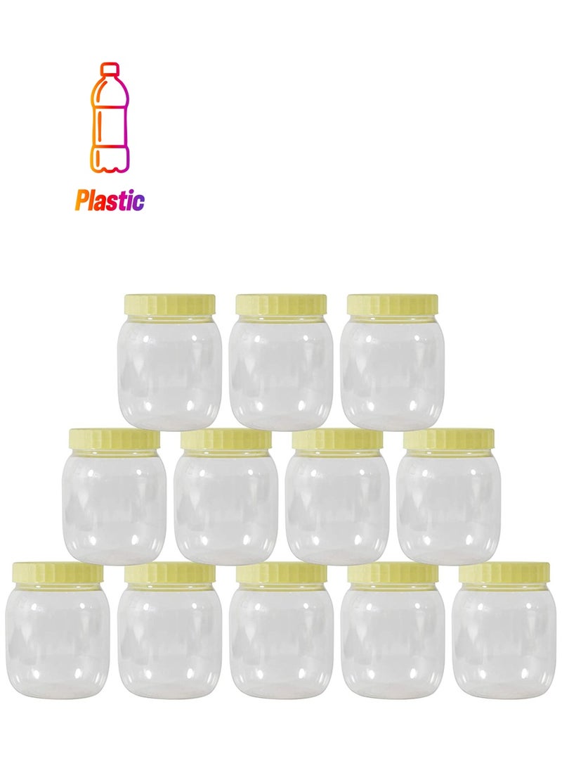 ALSAQER 12-Pieces (500 ml) Plastic Spice Storage PetJar-Sunpet Round Clear Jar with lid 