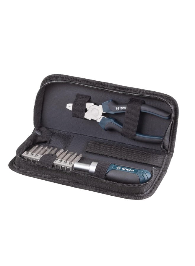 Bosch 12 Pcs Basic Handtool Kit, With Ratcheting Screwdriver - Image 1