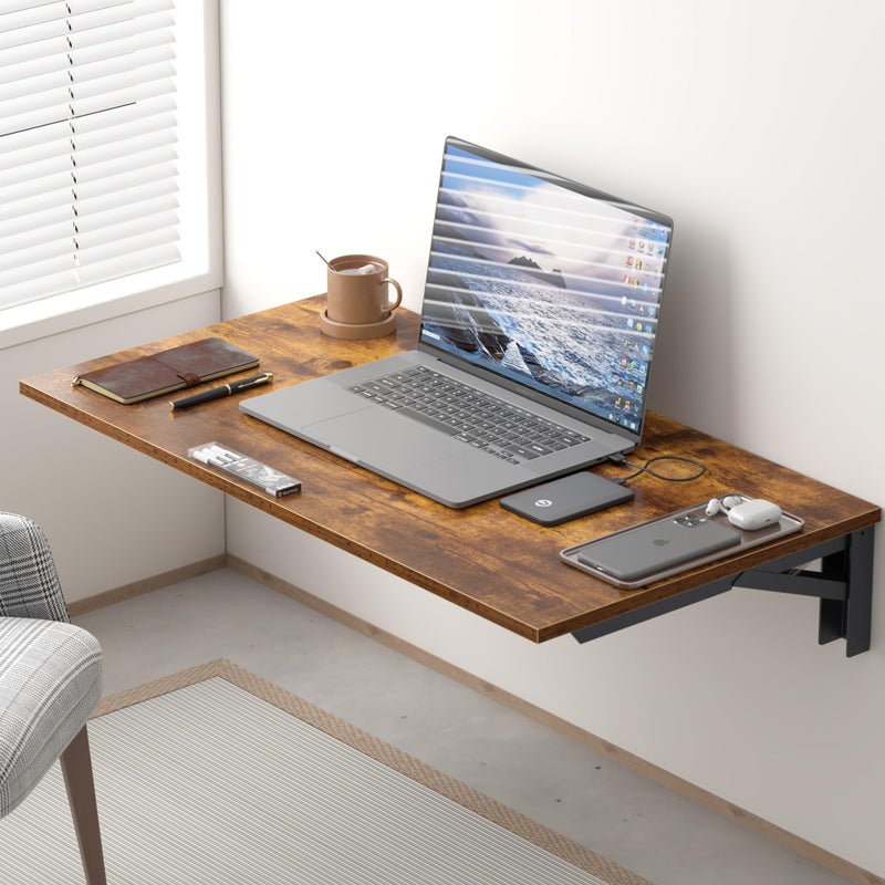 Need Wall Mounted Folding Table - Heavy Duty Small Fold Down Dining Table Length 30" Width 20" Perfect Addition to Home Office/Laundry/Home Bar/Kitchen & Dining Room Rustic Brown AC15-7650FG-ND - Image 5