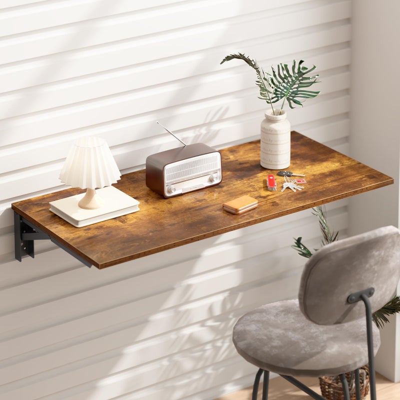 Need Wall Mounted Folding Table - Heavy Duty Small Fold Down Dining Table Length 30" Width 20" Perfect Addition to Home Office/Laundry/Home Bar/Kitchen & Dining Room Rustic Brown AC15-7650FG-ND - Image 3