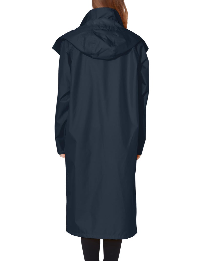 Ubon Women's Rain Coat Waterproof with Hood Long Raincoat Packable Rain Jacket Casual Windbreaker, Navy, Large - Image 3