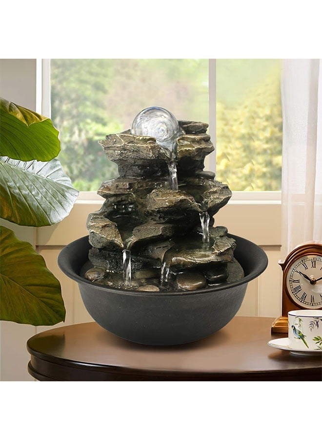 HOMESTAR [LED Rock Fountain] Rock Tabletop Indoor Fountain with LED Lights | Desktop Waterfall Fountains, Plug, Humidifier for Living Room, Office, Bedroom - Image 1