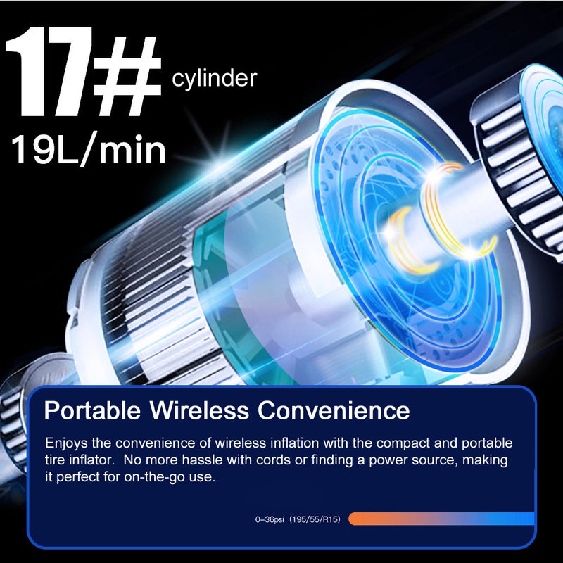 Car Air Pump 150PSI Cordless Air Compressor Portable Electric Tire Inflator with LED Light Auto-Off/Power Bank Function for Car Motorcycle Bicycle Tires Balls - Image 5