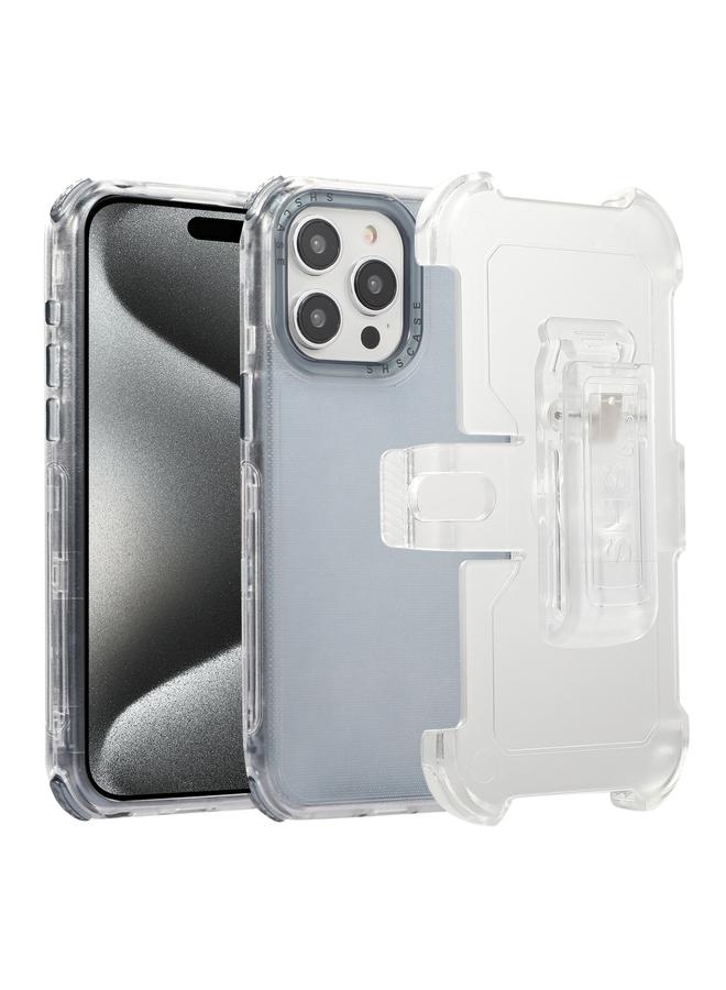 S-TOP Case For iPhone 15 Pro Frosted PC+TPU Phone Case with Back Clip - Image 1