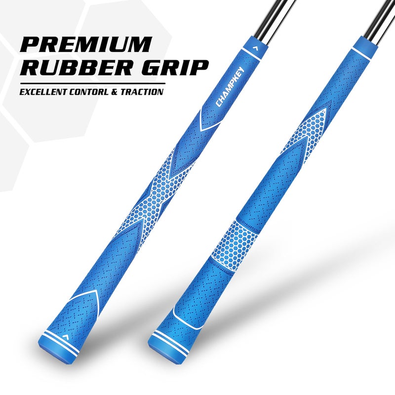 Champkey CHAMPKEY Premium Rubber Golf Grips 13 Pack | High Traction and Feedback Rubber Golf Club Grips | Choose Between 13 Grips with 15 Tapse and 13 Grips with All Kits - Image 2