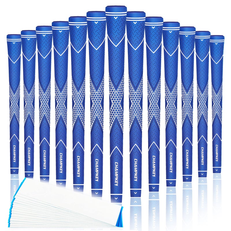 Champkey CHAMPKEY Premium Rubber Golf Grips 13 Pack | High Traction and Feedback Rubber Golf Club Grips | Choose Between 13 Grips with 15 Tapse and 13 Grips with All Kits - Image 1