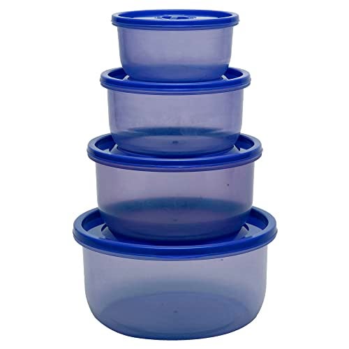 Gluman Microwave Container Set of 4 with Vent Knob for Steam Release | 100% Food Grade | Dishwasher Safe | Freezer Safe | Microwave Safe | Reusable | Recyclable (Microvent_Blue, plastic) - Image 1